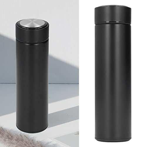 Insulated Water Bottle, Leakproof Multipurpose Stainless Steel Water Bottle Keep Warm Stable Bottom for Biking for Shopping(No temperature display black)