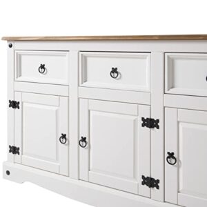 Furniture Dash, Sideboard Buffet, 3 Doors & 3 Drawers, Wooden Storage Cabinet, Cupboard Console Table, Ideal for for Living Room, Dining Room, Hallway, White