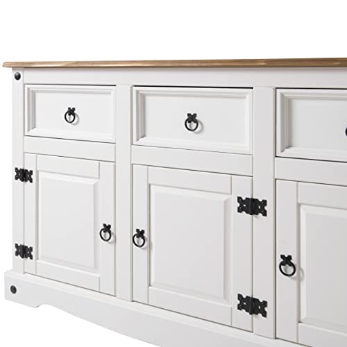 Furniture Dash, Sideboard Buffet, 3 Doors & 3 Drawers, Wooden Storage Cabinet, Cupboard Console Table, Ideal for for Living Room, Dining Room, Hallway, White