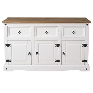 Furniture Dash, Sideboard Buffet, 3 Doors & 3 Drawers, Wooden Storage Cabinet, Cupboard Console Table, Ideal for for Living Room, Dining Room, Hallway, White