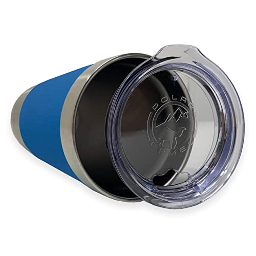 LaserGram 20oz Vacuum Insulated Tumbler Mug, Hecho En El Salvador, Personalized Engraving Included (Silicone Grip, Dark Blue)