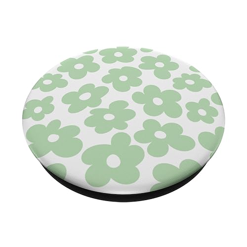 Aesthetic Sage Green Flowers Retro Daisy PopSockets Standard PopGrip