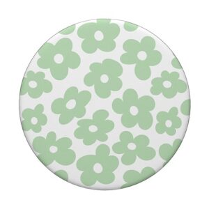 Aesthetic Sage Green Flowers Retro Daisy PopSockets Standard PopGrip