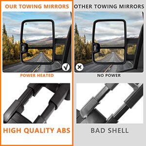 Siziom Switchback Towing Mirrors, for 2014-2018 Chevy Silverado Mirror, GMC Sierra Power Heated Turn Signal Backup Light Manual Telescoping Mirrors Pair Set Paint White