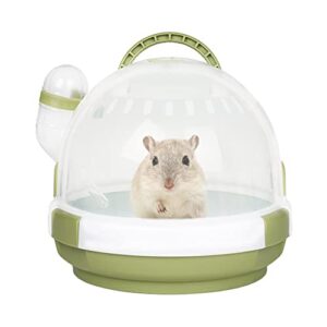 bnosdm hamster carrier cage portable mice travel case plastic small animal carrier rat carry cage with water bottle for dwarf hamster mouse pet outgoing & traveling (moss green)