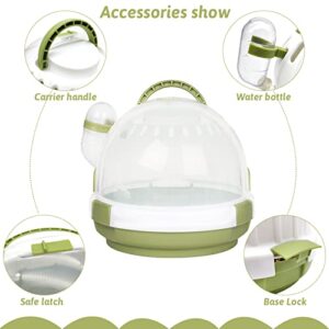 BNOSDM Hamster Carrier Cage Portable Mice Travel Case Plastic Small Animal Carrier Rat Carry Cage with Water Bottle for Dwarf Hamster Mouse Pet Outgoing & Traveling (Moss Green)