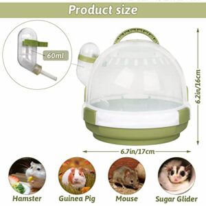 BNOSDM Hamster Carrier Cage Portable Mice Travel Case Plastic Small Animal Carrier Rat Carry Cage with Water Bottle for Dwarf Hamster Mouse Pet Outgoing & Traveling (Moss Green)