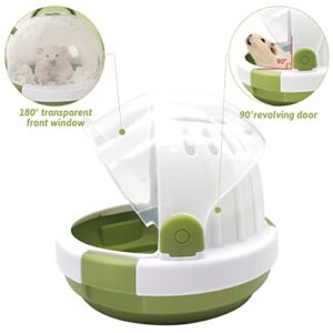 BNOSDM Hamster Carrier Cage Portable Mice Travel Case Plastic Small Animal Carrier Rat Carry Cage with Water Bottle for Dwarf Hamster Mouse Pet Outgoing & Traveling (Moss Green)