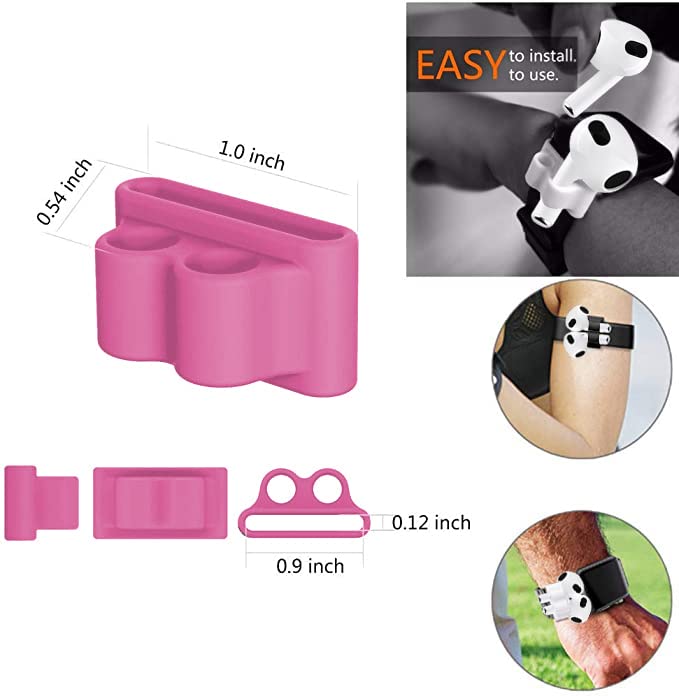 Loirtlluy 4 in 1 Anti-Lost Accessories for Airpods 3, Airpods 3 Strap Magnetic Cord, Ear Hooks and Covers Compatible with Airpod 3rd, Watch Band Holder, Pink