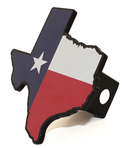 Texas Flag on Solid Metal Texas Shaped Metal Hitch Cover