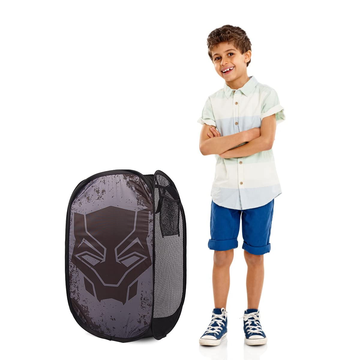 TheAvengers Black Panther Pop Up Hamper with Durable Carry Handles, 21 inch H x 13.5 inches W X 13.5 inches L