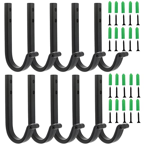 Hananona 10 Pcs Coat Hooks, Wrought Iron Hooks, Heavy Duty Wall Mounted Hooks, Hangers for Keys, Coats, Robe, Bags, Home, Kitchen (10, Black)