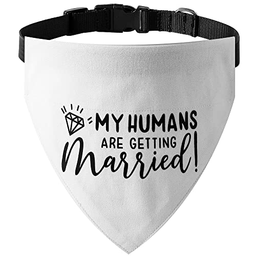 My Humans are Getting Married Dog Bandana, Engagement Dog Bandana, Pet Scarf, Engagement Photo, Wedding Dog Bandana with Adjustable Collars for Small Medium Large Dogs Cats Pet (Medium, White)