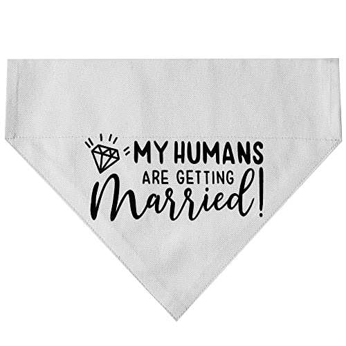 My Humans are Getting Married Dog Bandana, Engagement Dog Bandana, Pet Scarf, Engagement Photo, Wedding Dog Bandana with Adjustable Collars for Small Medium Large Dogs Cats Pet (Medium, White)