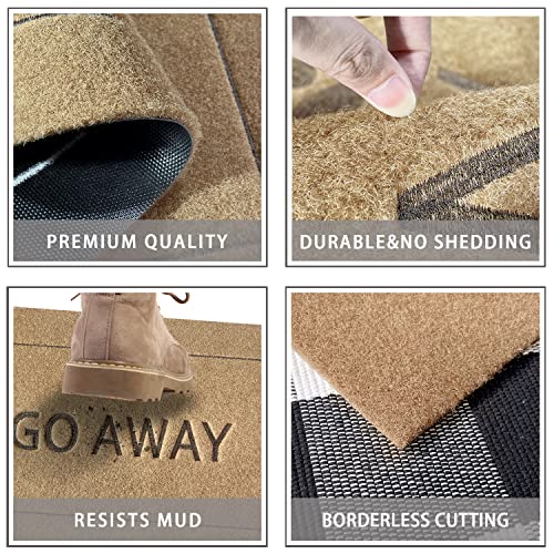 JJUUYOU Go Away Door Mat Durable Welcome Mats Outdoor Front Door Indoor Non Slip Backing Doormat Funny Rubber Door Decor for Patio, Easy Clean Patio Entrance Mat