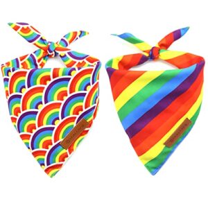 Realeaf Pride Dog Bandanas 2 Pack, LGBT LGBT+ Rainbow Scarves Bibs for Dogs, Premium Durable Fabric, Triangle Reversible Bandana for Small Medium Large and Extra Large Dogs Pets (Pride Day, X-Large)