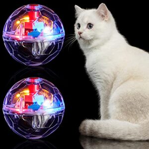 2 piece cat ball ghost hunting light up cat balls toys motion led motion activated flash cat ball glowing lighted dog interactive toys pet glowing mini running exercise ball toys for animals activity