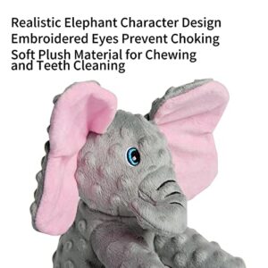 DODODOLA Stuffed Dog Toys Durable Plush Dog Toy with Crinkle Paper Cute Elephant Squeaky Dog Toy,Dog Chew Toys for Medium Large Breed