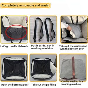 Dog Car Seat for Small Dog Under 25,Fully Detachable and Washable Ultra Soft Car Travel Bed Two Portable Handle and Storage Pockets,with Clip-on Soft Dog Car Seat,Portable Dog Car Travel Carrier Bed