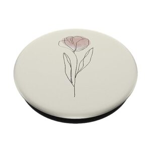 Minimalistic Boho Tulip Flower Line Art Pastel Beige PopSockets Standard PopGrip