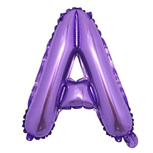 16 inch purple alphabet letter and number balloons set package, aluminum hanging foil film banner mylar balloon for birthday party decoration custom word (a-z, 0-9) (16 inch purple a)