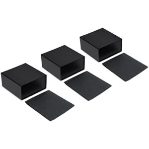 magnetic gift box - 3 pack black collapsible box with lid closure, luxury cardboard packaging for small business, apparel, retail, boutiques, bridesmaid, birthday parties, presentations - 8x8x4