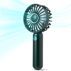civpower mini handheld fan, portable usb rechargeable fan, battery operated small pocket fan, 3 speeds adjustable, for home office indoor outdoor travelling, dark green