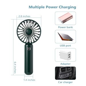 CIVPOWER Mini Handheld Fan, Portable USB Rechargeable Fan, Battery Operated Small Pocket Fan, 3 Speeds Adjustable, for Home Office Indoor Outdoor Travelling, Dark Green