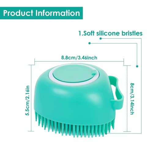 Cepillo de baño para Perros y Gatos, peine de goma de silicona para aseo de mascotas, de champú con dispensador suave para masaje relajante de cachorros, lavado y cuidado de Pelo.