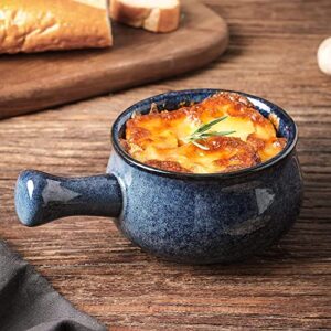 vicrays French Onion Soup Bowls With Handles, 26 Ounce for Soup, Chili, Beef Stew, Chip Resistant, Dishwasher Microwave Safe, Set of 4 (Strary Blue)