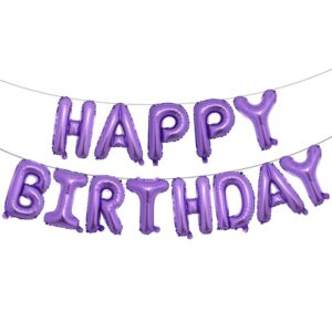 16 inch happy birthday white orange green blue purple decoration balloons baby shower letter foil ballons birthday party decorations (foil purple)