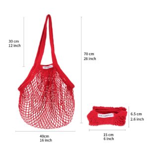 5 Pack Reusable Cotton Mesh Grocery bags with long handle shopping net bags vegetable bags string bag produce for groceries net shopping bags string grocery bag knit tote bags Portable Washable