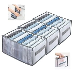 3pcs washable wardrobe clothes organizer, 7 grids foldable visible closet organizer clothes drawer mesh separation box for jeans,leggings,t-shirt,skirts,kid clothes compartment storage box