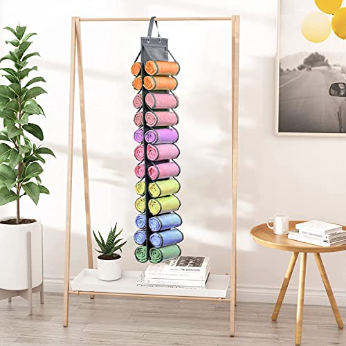 KISYONGUS Shirt Organizer Leggings Storage Bag with 24 Compartments, Tshirts Storage Organizer Over The Door, Space Saver Hanging Organizer Storage for T-Shirts (Gray - 1 pcs)