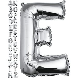 40 inch silver letter e balloon, big size alphabet foil mylar helium balloons for birthday party celebration wedding anniversary baby shower decorations supplies alphabet e