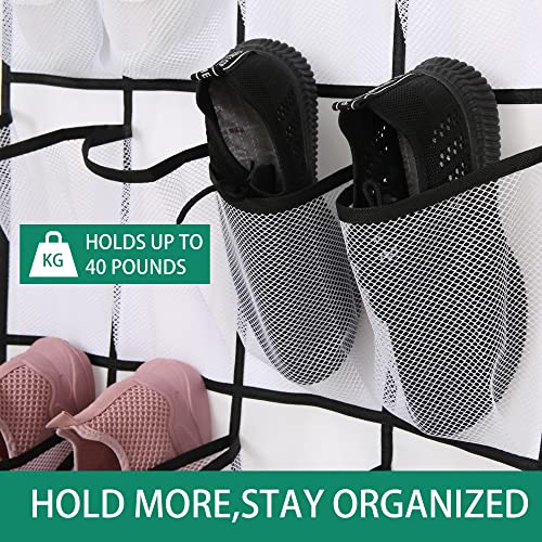 Uzifa Over The Door Hanging Organizer- 28 Mesh Pockets Large Hanging Rack Holder for Closet Doors, Shoes, Sneakers & Home Accessories