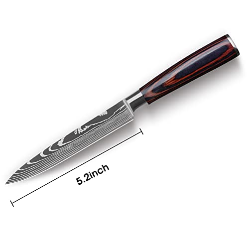 OWUYUXI Paring Knife 5.2 Inch, Small Kitchen Chefs Cooking Knife Made of Japanese Aus-10v Super Stainless Steel, Ultra Sharp Carving Knife With Gift Box