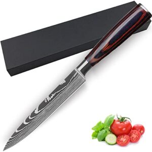 owuyuxi paring knife 5.2 inch, small kitchen chefs cooking knife made of japanese aus-10v super stainless steel, ultra sharp carving knife with gift box
