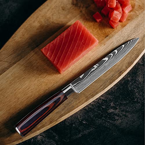 OWUYUXI Paring Knife 5.2 Inch, Small Kitchen Chefs Cooking Knife Made of Japanese Aus-10v Super Stainless Steel, Ultra Sharp Carving Knife With Gift Box