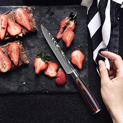 OWUYUXI Paring Knife 5.2 Inch, Small Kitchen Chefs Cooking Knife Made of Japanese Aus-10v Super Stainless Steel, Ultra Sharp Carving Knife With Gift Box