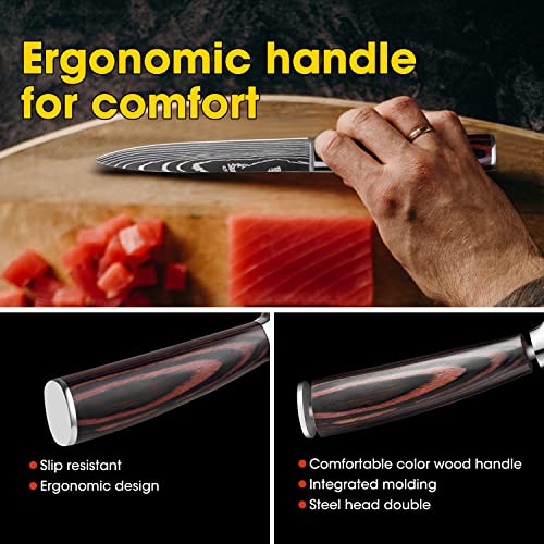 OWUYUXI Paring Knife 5.2 Inch, Small Kitchen Chefs Cooking Knife Made of Japanese Aus-10v Super Stainless Steel, Ultra Sharp Carving Knife With Gift Box