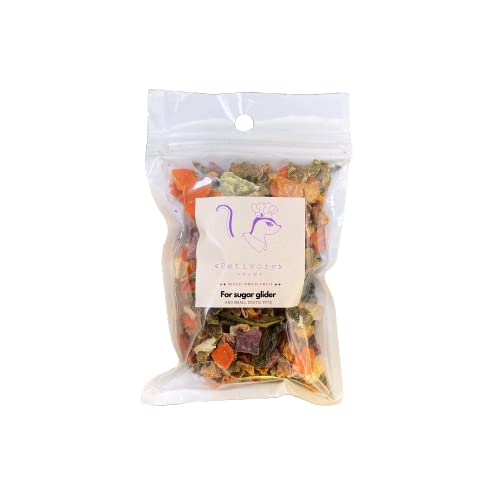 PETIVORE Premium Mixed Dried Fruit & Vegetable for Sugar Glider and Small Exotic Pet - Made with Fruits - Hamster, Squirrel, Chinchillas, Marmoset Happy Treats, Snacks and Food (35g)