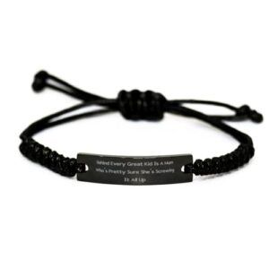 epic mum, behind every great kid is a mum who's pretty sure she's, new mother's day black rope bracelet for mother