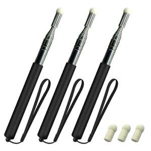 pointer for classroom, set of 3 - telescoping teachers pointer stick stainless steel retractable pointer with felt tip for classroom whiteboard handheld presenter 39.4 inch (black)