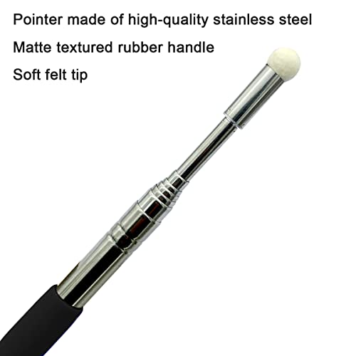 Pointer for Classroom, Set of 3 - Telescoping Teachers Pointer Stick Stainless Steel Retractable Pointer with Felt Tip for Classroom Whiteboard Handheld Presenter 39.4 inch (Black)