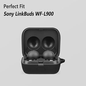 Geiomoo Silicone Case Compatible with Sony LinkBuds WF-L900, Protective Cover with Carabiner (Black)