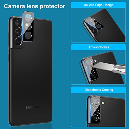 [2+2 Pack] LYWHL for Samsung Galaxy S22 Plus Privacy Screen Protector [Support Fingerprint ID] + Camera Lens Glass Protector, Black Film for Galaxy S22 Plus 6.6”, Case Friendly