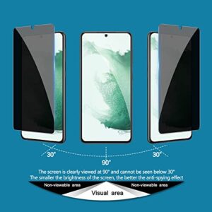 [2+2 Pack] LYWHL for Samsung Galaxy S22 Plus Privacy Screen Protector [Support Fingerprint ID] + Camera Lens Glass Protector, Black Film for Galaxy S22 Plus 6.6”, Case Friendly