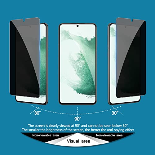 [2+2 Pack] LYWHL for Samsung Galaxy S22 Plus Privacy Screen Protector [Support Fingerprint ID] + Camera Lens Glass Protector, Black Film for Galaxy S22 Plus 6.6”, Case Friendly