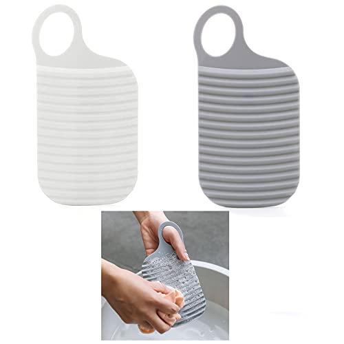 Mcles Antiskid Mini Washboard, 2 Pcs Travel hand Double sided Washboard, Collapsible Washboard, Laundry Pad, Soft Plastic Hand Folding Washboard, Cleaning Tools with Hanging Holes for Home Travel